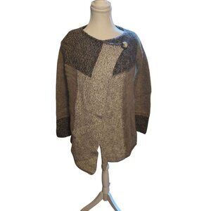 LineaMaglia Wool Alpaca Cardigan Geometric Print Shoulder Button Size Small